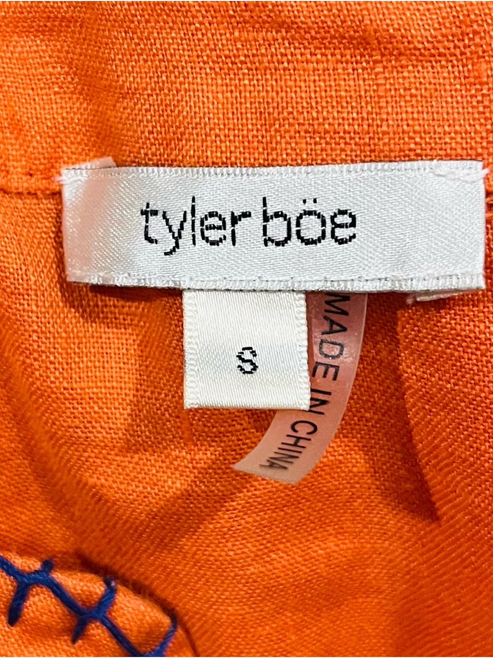 Tyler Boe Bright Orange Embroidered Tunic Dress - Picture 4 of 4